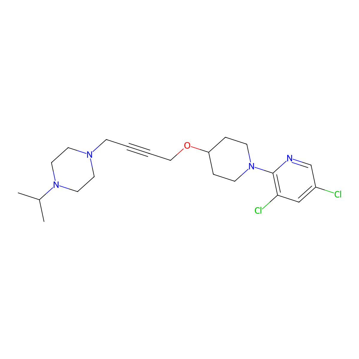 1-(4-{[1-(3,5-Dichloropyridin-2-yl)piperidin-4-yl]oxy}but-2-yn-1-yl)-4-(propan-2-yl)piperazine molecular structure, CAS 2549019-90-9