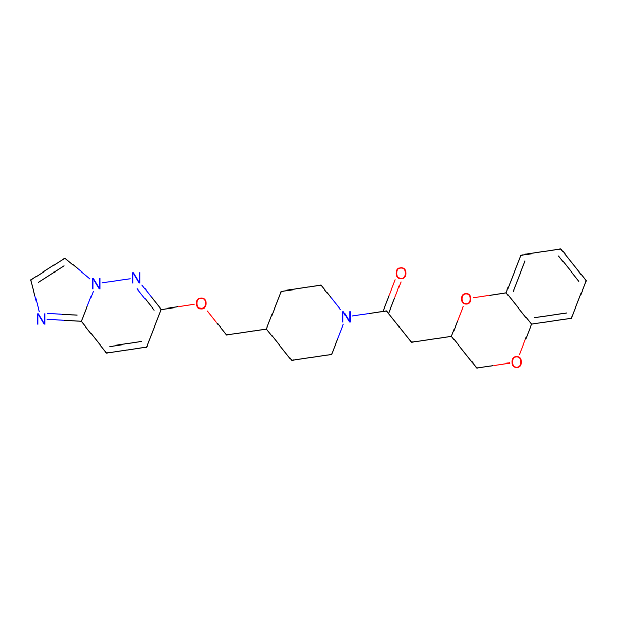 2-(2,3-Dihydro-1,4-benzodioxin-2-yl)-1-[4-({imidazo[1,2-b]pyridazin-6-yloxy}methyl)piperidin-1-yl]ethan-1-one molecular structure, CAS 2549019-97-6