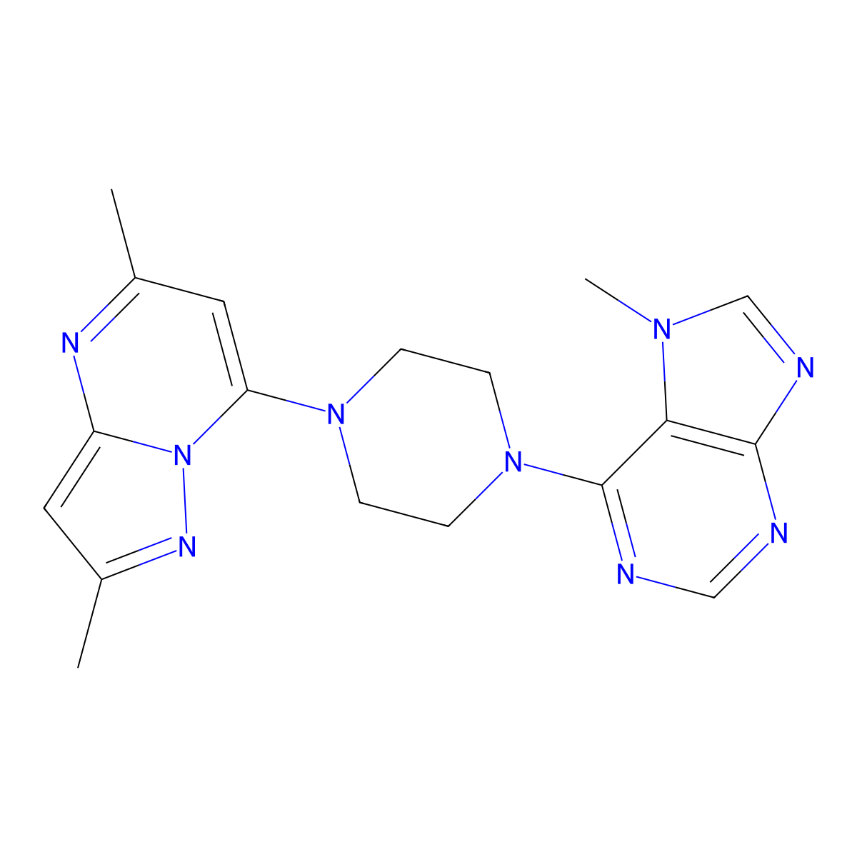 6-(4-{2,5-dimethylpyrazolo[1,5-a]pyrimidin-7-yl}piperazin-1-yl)-7-methyl-7H-purine molecular structure, CAS 2549020-05-3