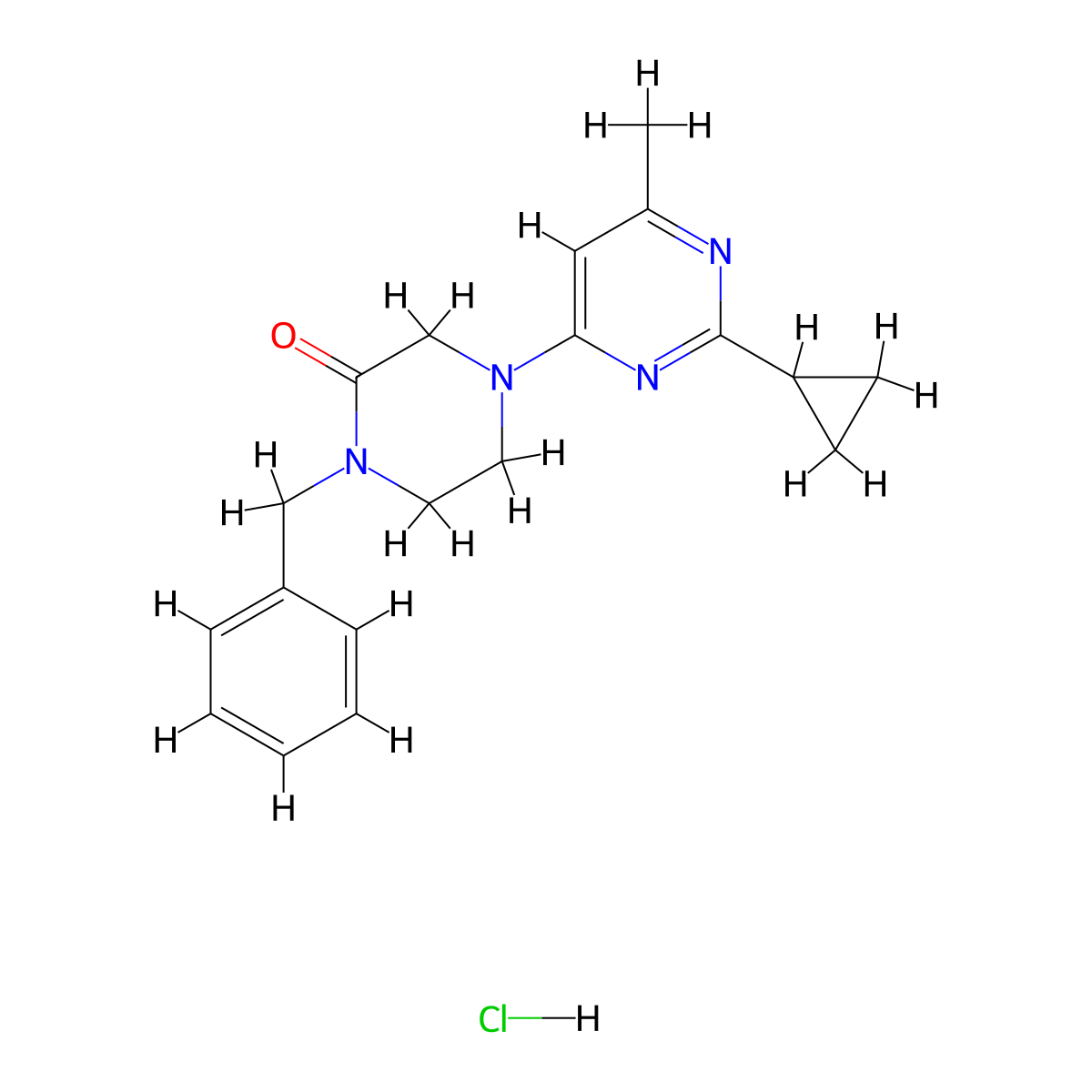 1-Benzyl-4-(2-cyclopropyl-6-methylpyrimidin-4-yl)piperazin-2-one hydrochloride molecular structure, CAS 2549020-09-7