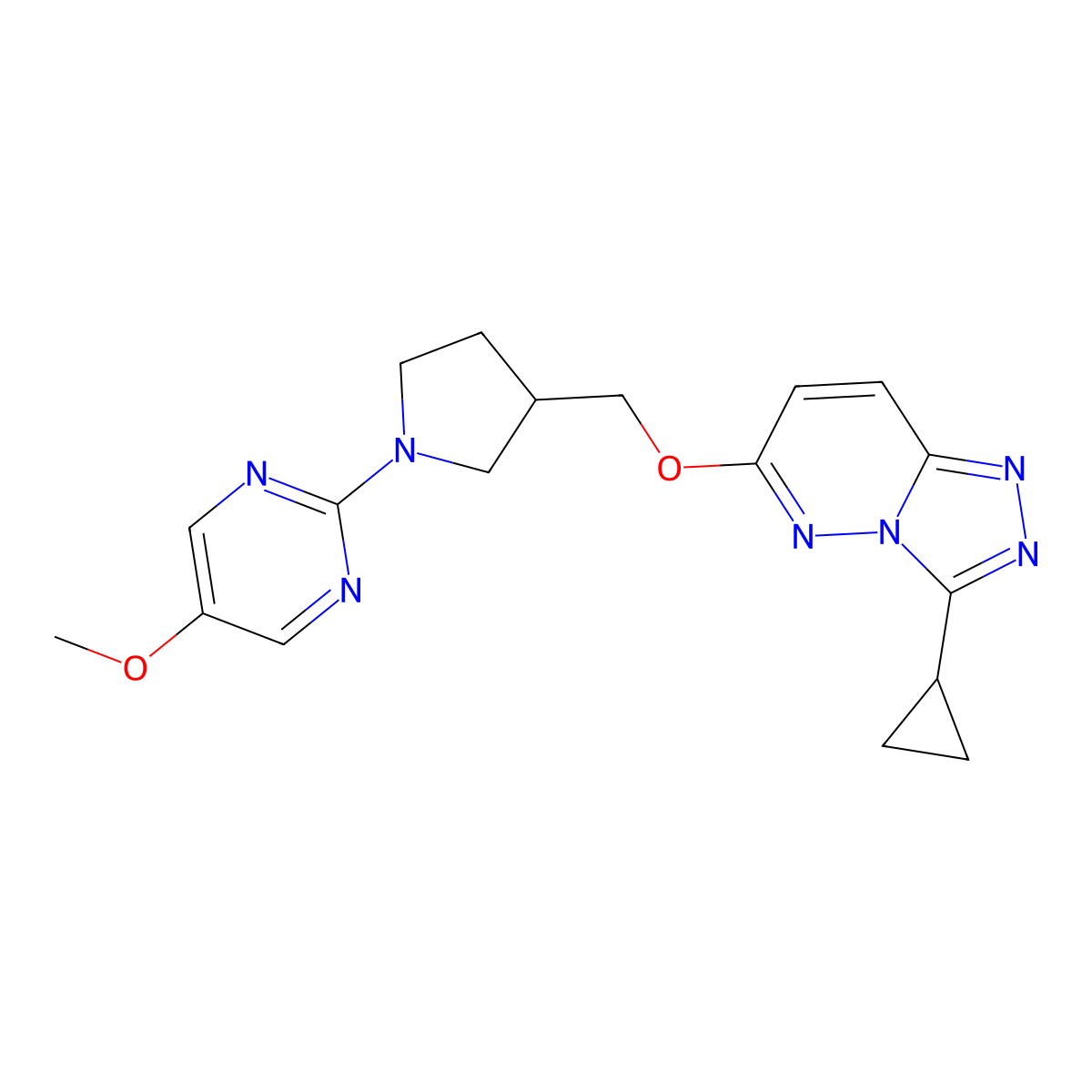 2-{3-[({3-Cyclopropyl-[1,2,4]triazolo[4,3-b]pyridazin-6-yl}oxy)methyl]pyrrolidin-1-yl}-5-methoxypyrimidine molecular structure, CAS 2549020-15-5