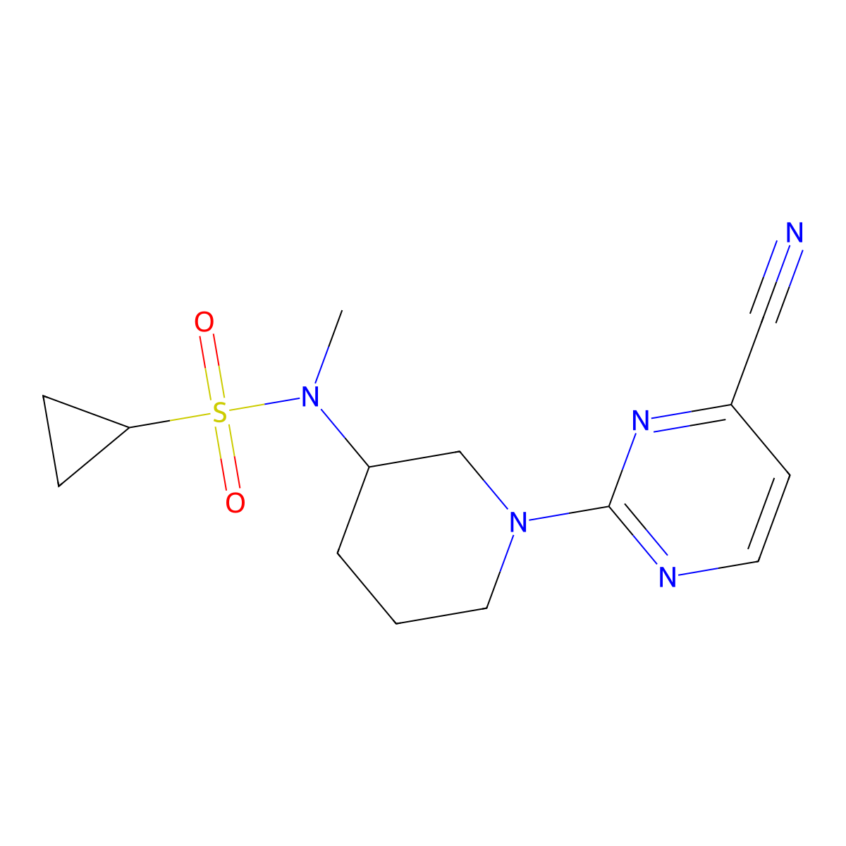 N-[1-(4-cyanopyrimidin-2-yl)piperidin-3-yl]-N-methylcyclopropanesulfonamide molecular structure, CAS 2549020-24-6