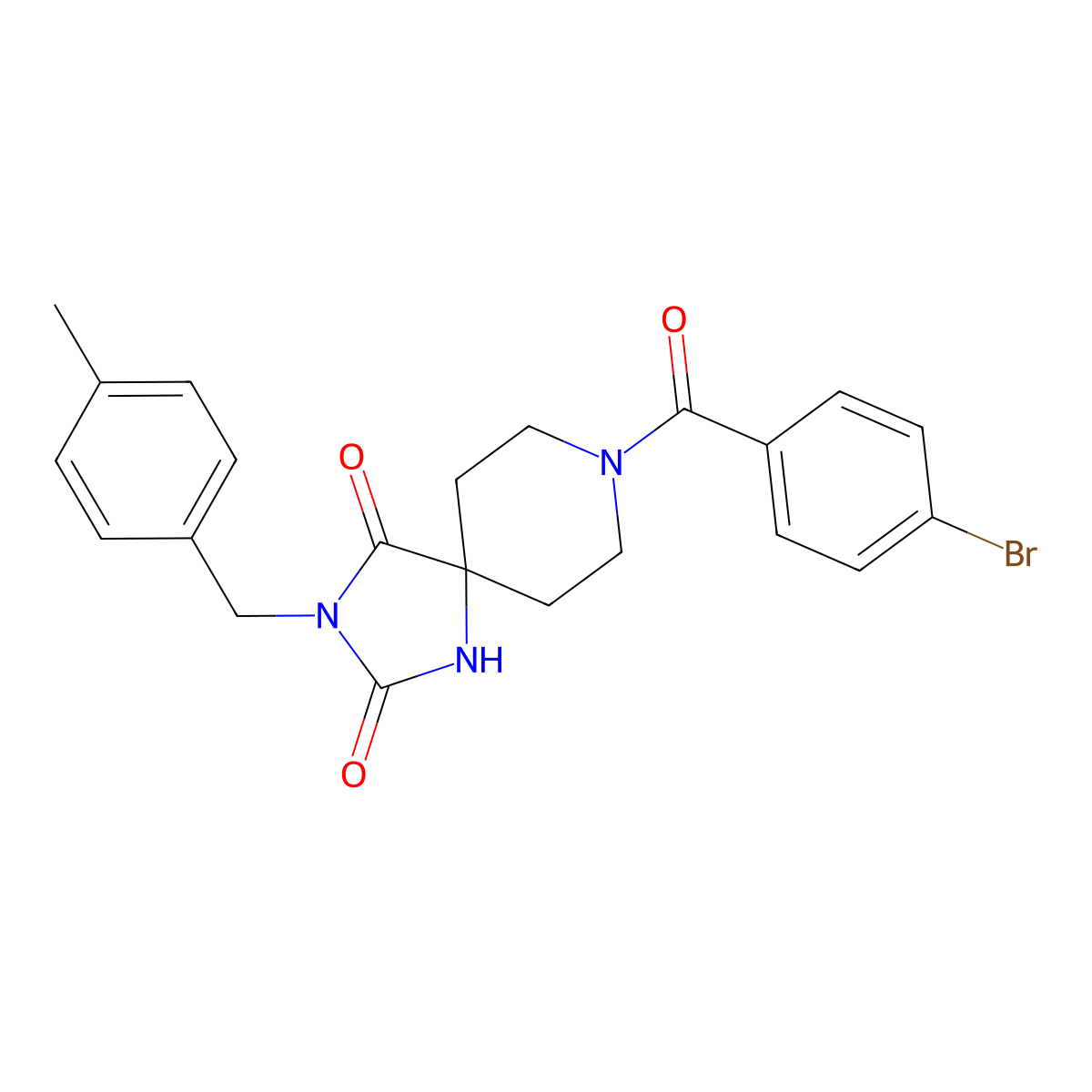 8-(4-Bromobenzoyl)-3-[(4-methylphenyl)methyl]-1,3,8-triazaspiro[4.5]decane-2,4-dione molecular structure, CAS 2549020-25-7