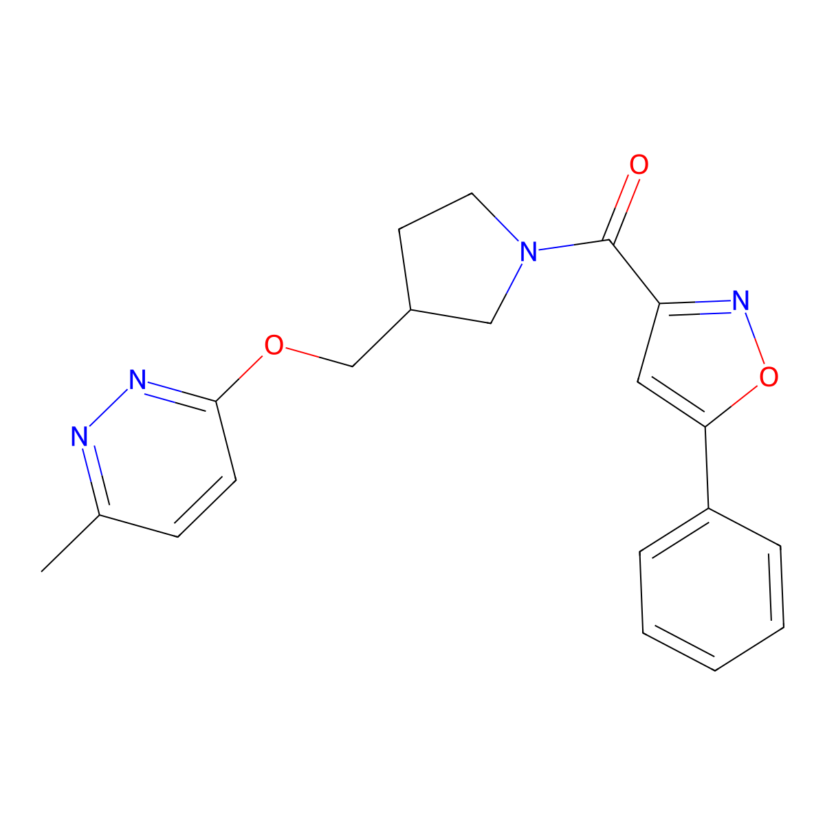 3-Methyl-6-{[1-(5-phenyl-1,2-oxazole-3-carbonyl)pyrrolidin-3-yl]methoxy}pyridazine molecular structure, CAS 2549020-26-8
