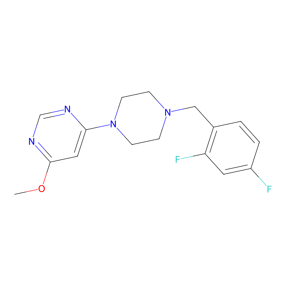 4-{4-[(2,4-Difluorophenyl)methyl]piperazin-1-yl}-6-methoxypyrimidine molecular structure, CAS 2549020-28-0