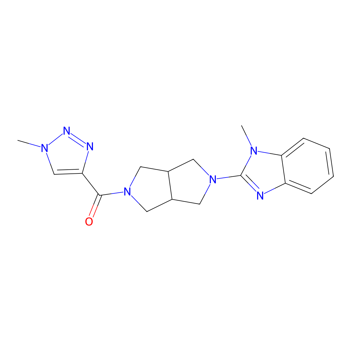 1-methyl-2-[5-(1-methyl-1H-1,2,3-triazole-4-carbonyl)-octahydropyrrolo[3,4-c]pyrrol-2-yl]-1H-1,3-benzodiazole molecular structure, CAS 2549020-29-1