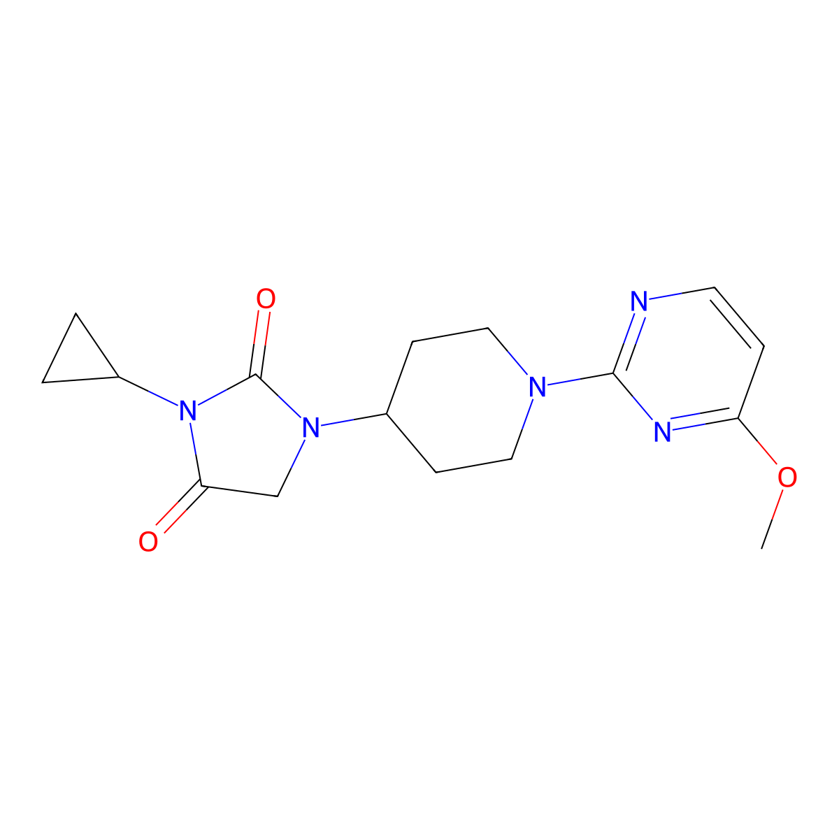3-Cyclopropyl-1-[1-(4-methoxypyrimidin-2-yl)piperidin-4-yl]imidazolidine-2,4-dione molecular structure, CAS 2549020-31-5