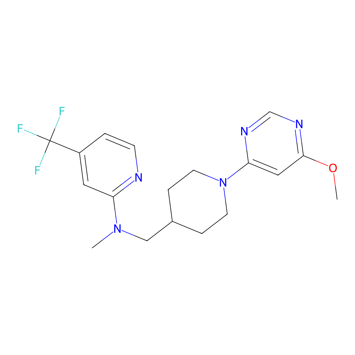N-{[1-(6-methoxypyrimidin-4-yl)piperidin-4-yl]methyl}-N-methyl-4-(trifluoromethyl)pyridin-2-amine molecular structure, CAS 2549020-38-2