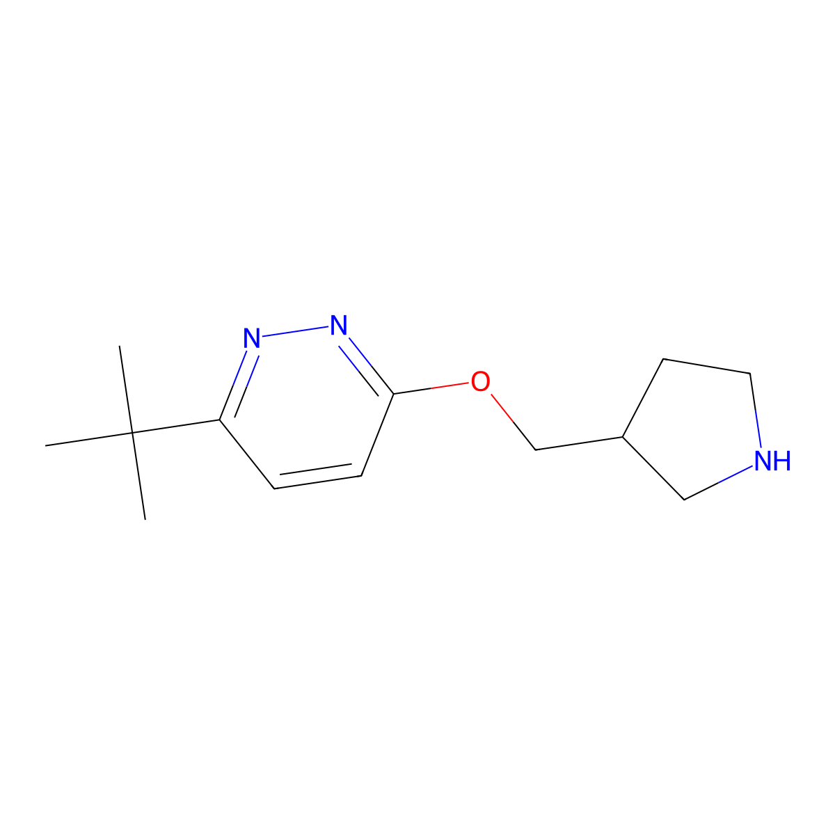3-Tert-butyl-6-[(pyrrolidin-3-yl)methoxy]pyridazine molecular structure, CAS 2549020-43-9