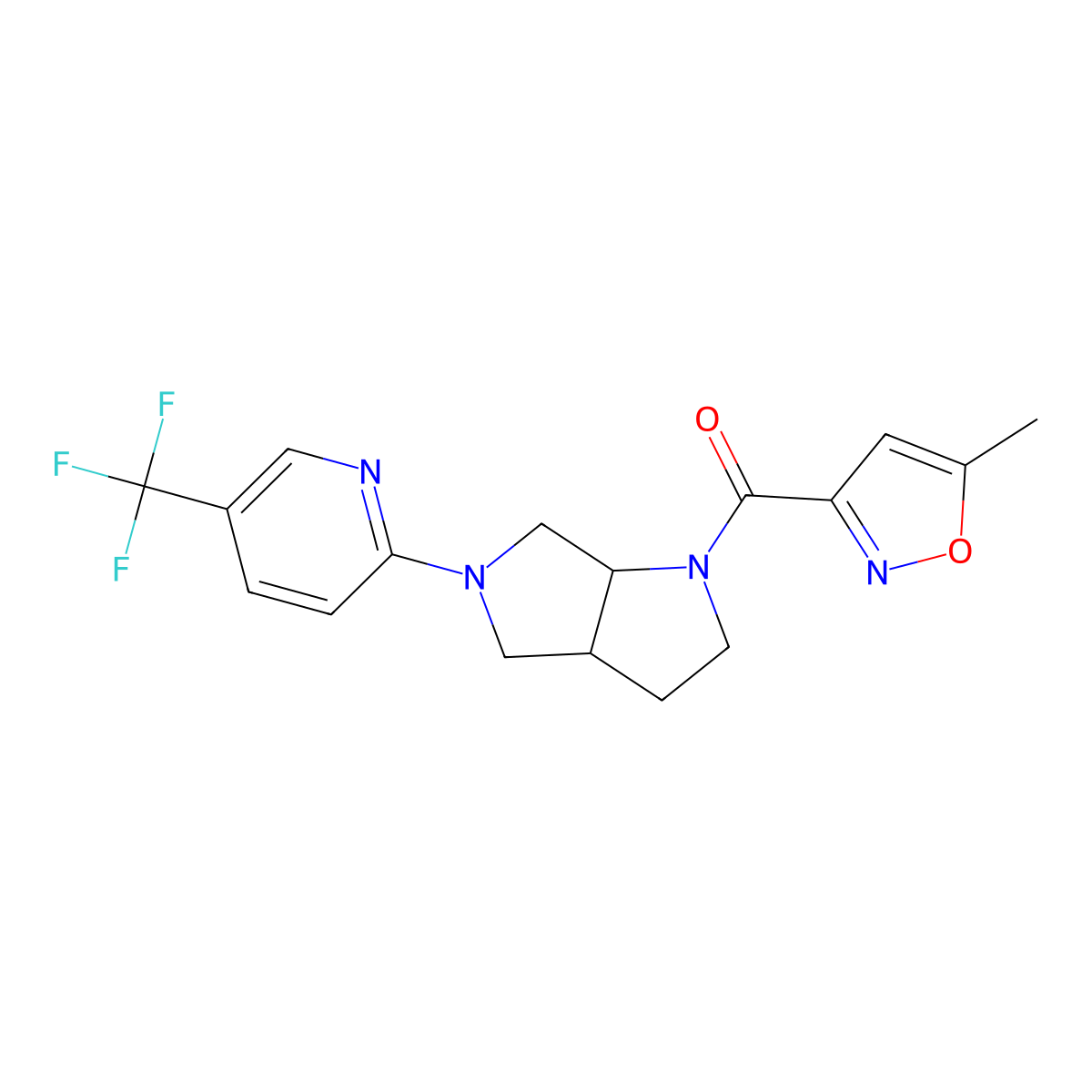 2-[1-(5-Methyl-1,2-oxazole-3-carbonyl)-octahydropyrrolo[3,4-b]pyrrol-5-yl]-5-(trifluoromethyl)pyridine molecular structure, CAS 2549020-44-0