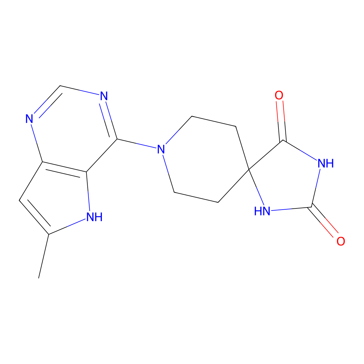 8-{6-methyl-5H-pyrrolo[3,2-d]pyrimidin-4-yl}-1,3,8-triazaspiro[4.5]decane-2,4-dione molecular structure, CAS 2549020-45-1
