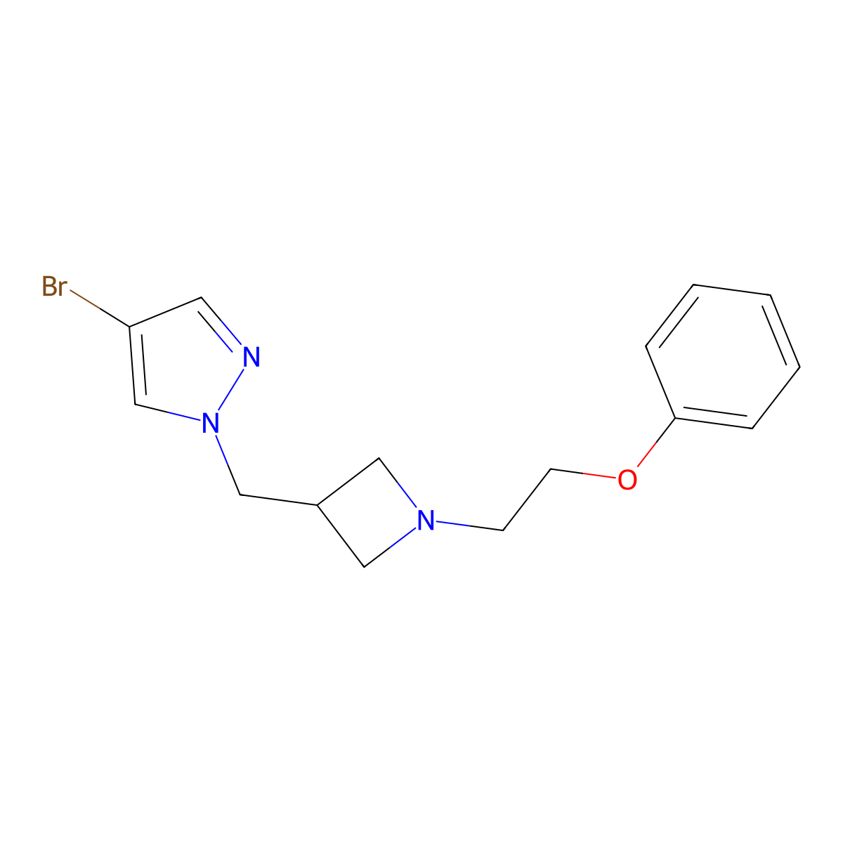 4-bromo-1-{[1-(2-phenoxyethyl)azetidin-3-yl]methyl}-1H-pyrazole molecular structure, CAS 2549020-46-2