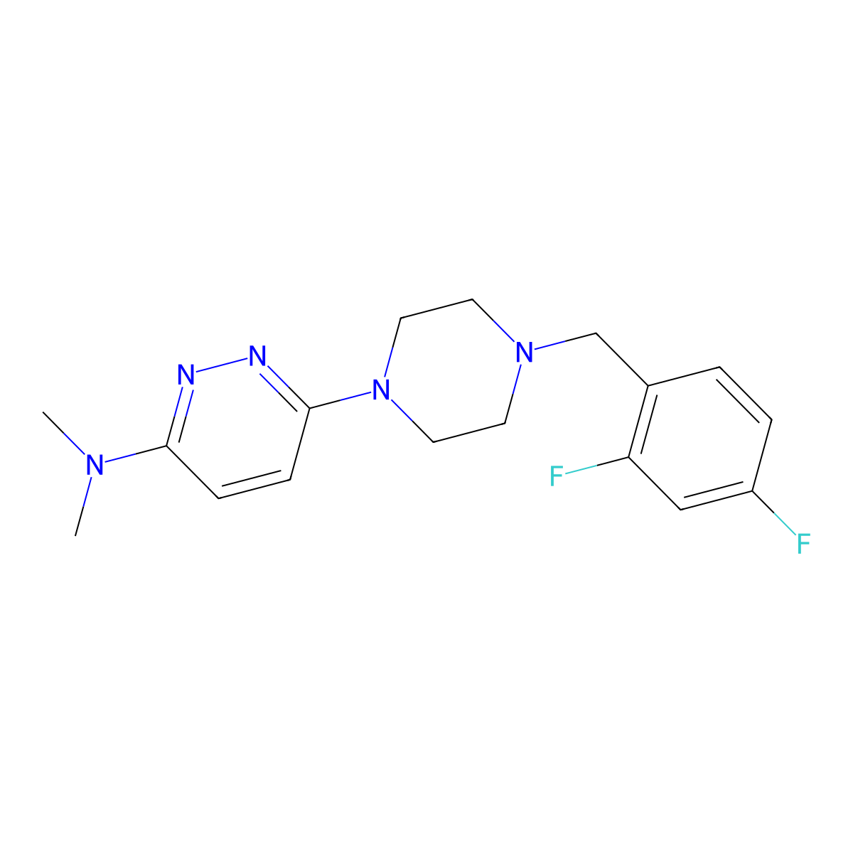 6-{4-[(2,4-difluorophenyl)methyl]piperazin-1-yl}-N,N-dimethylpyridazin-3-amine molecular structure, CAS 2549020-47-3