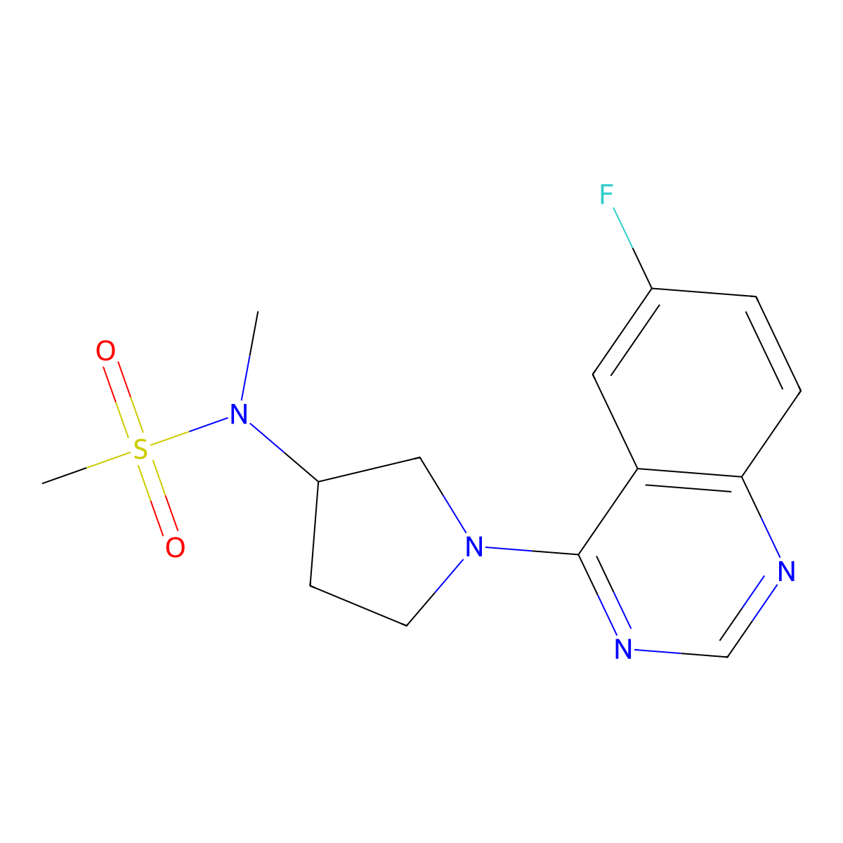 N-[1-(6-fluoroquinazolin-4-yl)pyrrolidin-3-yl]-N-methylmethanesulfonamide molecular structure, CAS 2549020-48-4