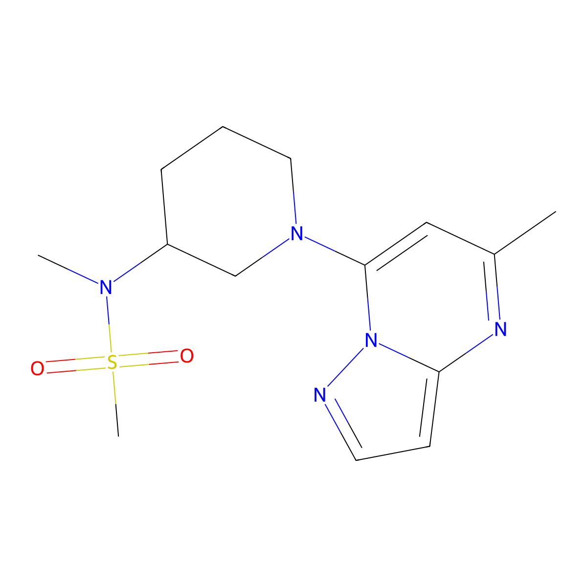 N-methyl-N-(1-{5-methylpyrazolo[1,5-a]pyrimidin-7-yl}piperidin-3-yl)methanesulfonamide molecular structure, CAS 2549020-51-9