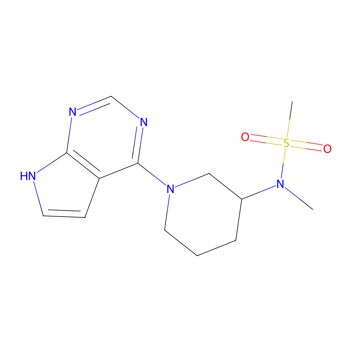 N-methyl-N-(1-{7H-pyrrolo[2,3-d]pyrimidin-4-yl}piperidin-3-yl)methanesulfonamide molecular structure, CAS 2549020-54-2