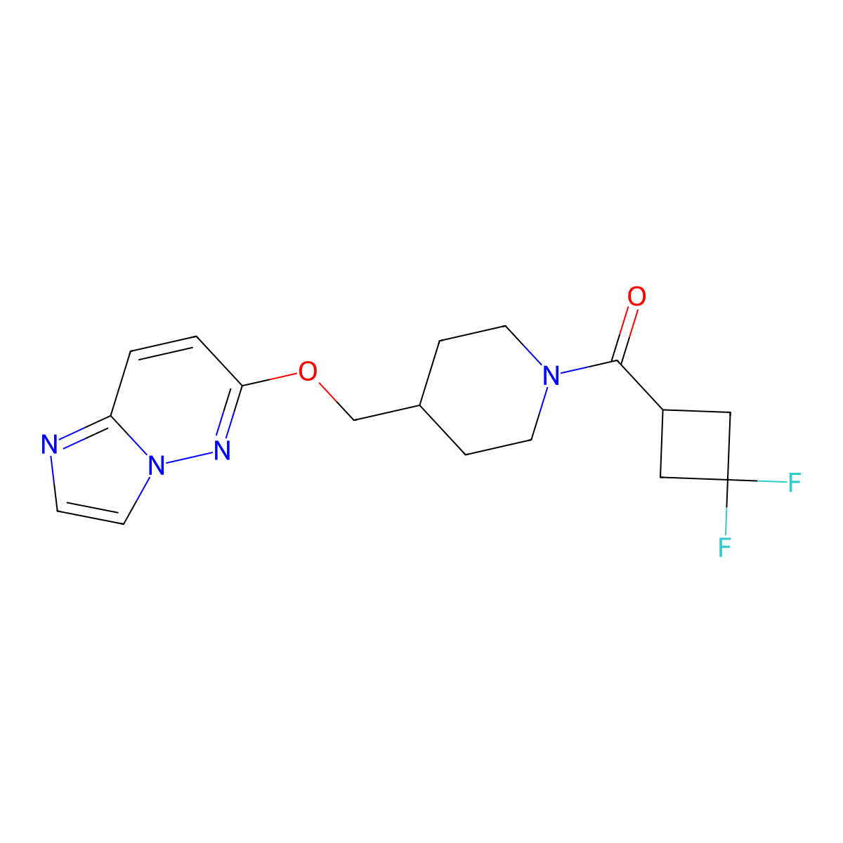 1-(3,3-Difluorocyclobutanecarbonyl)-4-({imidazo[1,2-b]pyridazin-6-yloxy}methyl)piperidine molecular structure, CAS 2549020-56-4