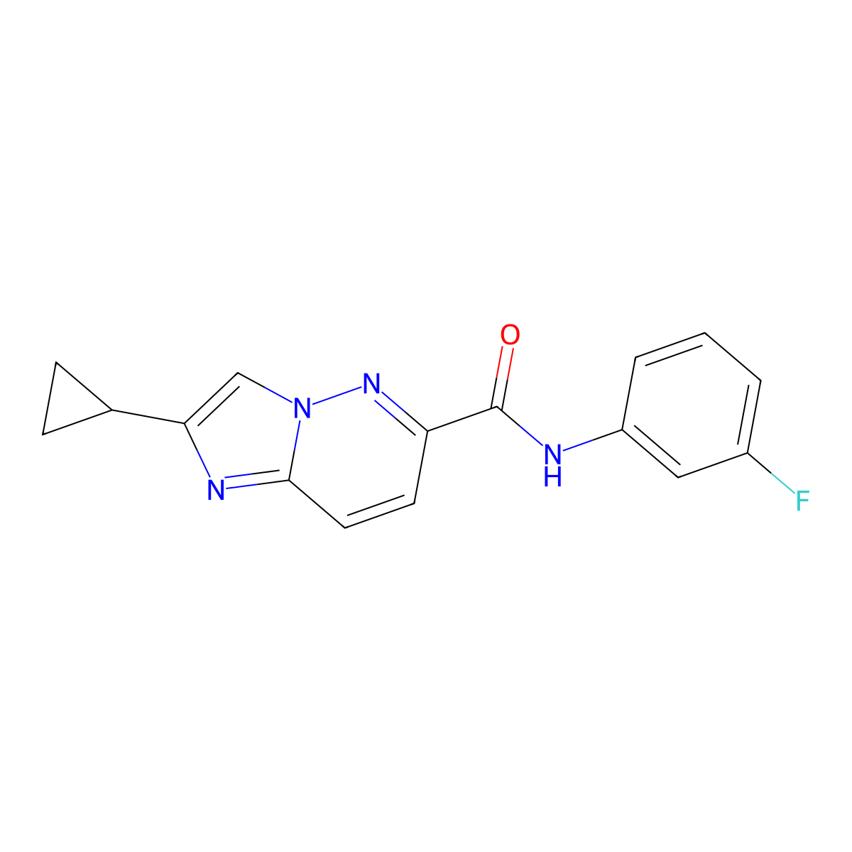 2-cyclopropyl-N-(3-fluorophenyl)imidazo[1,2-b]pyridazine-6-carboxamide molecular structure, CAS 2549020-57-5
