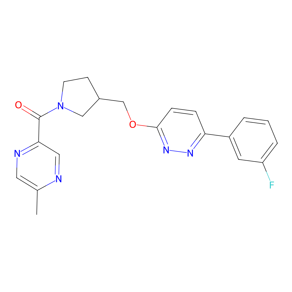 3-(3-Fluorophenyl)-6-{[1-(5-methylpyrazine-2-carbonyl)pyrrolidin-3-yl]methoxy}pyridazine molecular structure, CAS 2549020-63-3