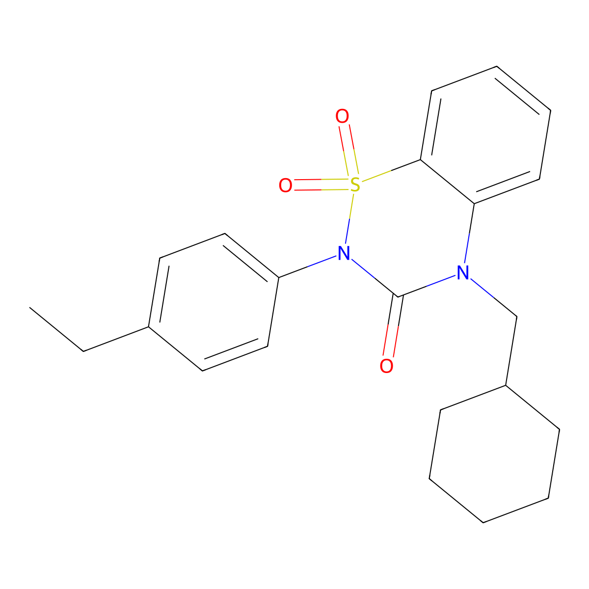 4-(Cyclohexylmethyl)-2-(4-ethylphenyl)-1,1-dioxo-1lambda6,2,4-benzothiadiazin-3-one molecular structure, CAS 2549020-68-8