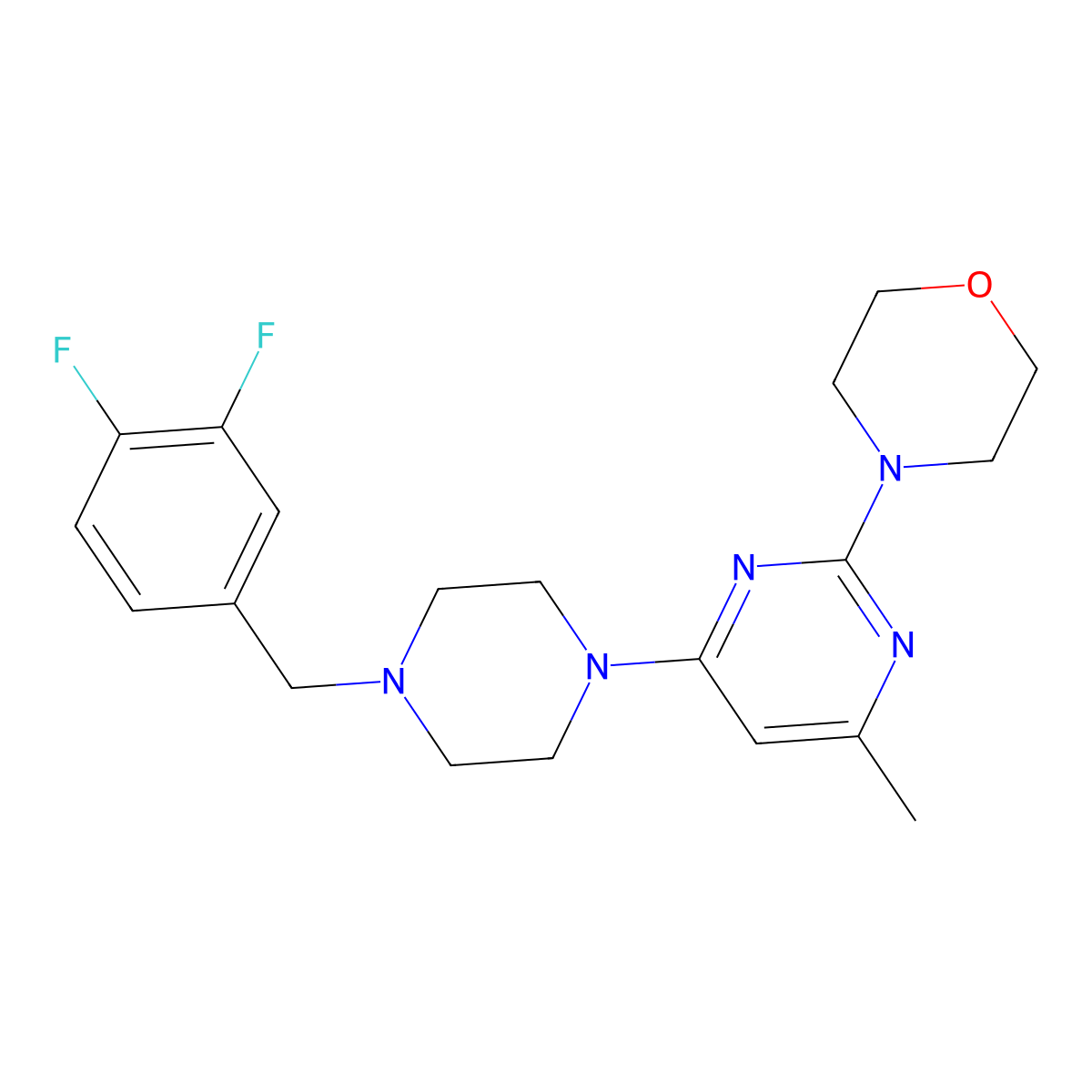 4-(4-{4-[(3,4-Difluorophenyl)methyl]piperazin-1-yl}-6-methylpyrimidin-2-yl)morpholine molecular structure, CAS 2549020-72-4