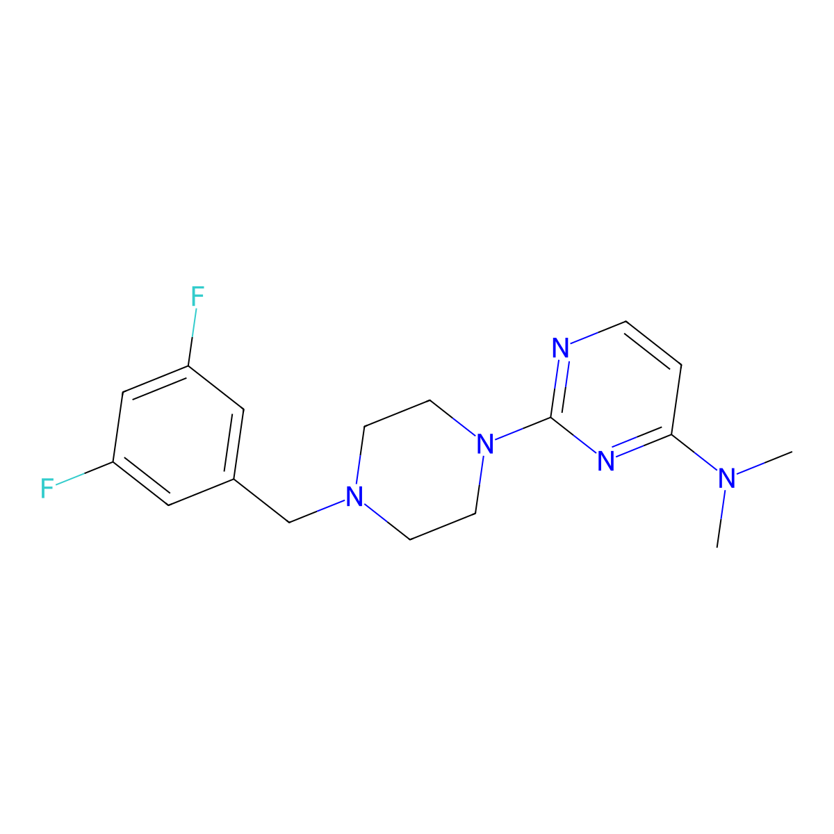 2-{4-[(3,5-difluorophenyl)methyl]piperazin-1-yl}-N,N-dimethylpyrimidin-4-amine molecular structure, CAS 2549020-73-5