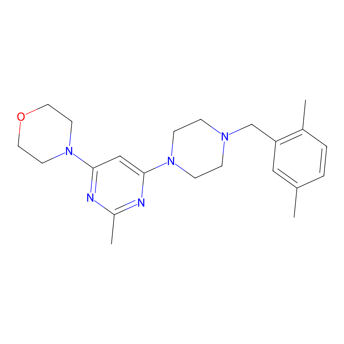 4-(6-{4-[(2,5-Dimethylphenyl)methyl]piperazin-1-yl}-2-methylpyrimidin-4-yl)morpholine molecular structure, CAS 2549020-79-1