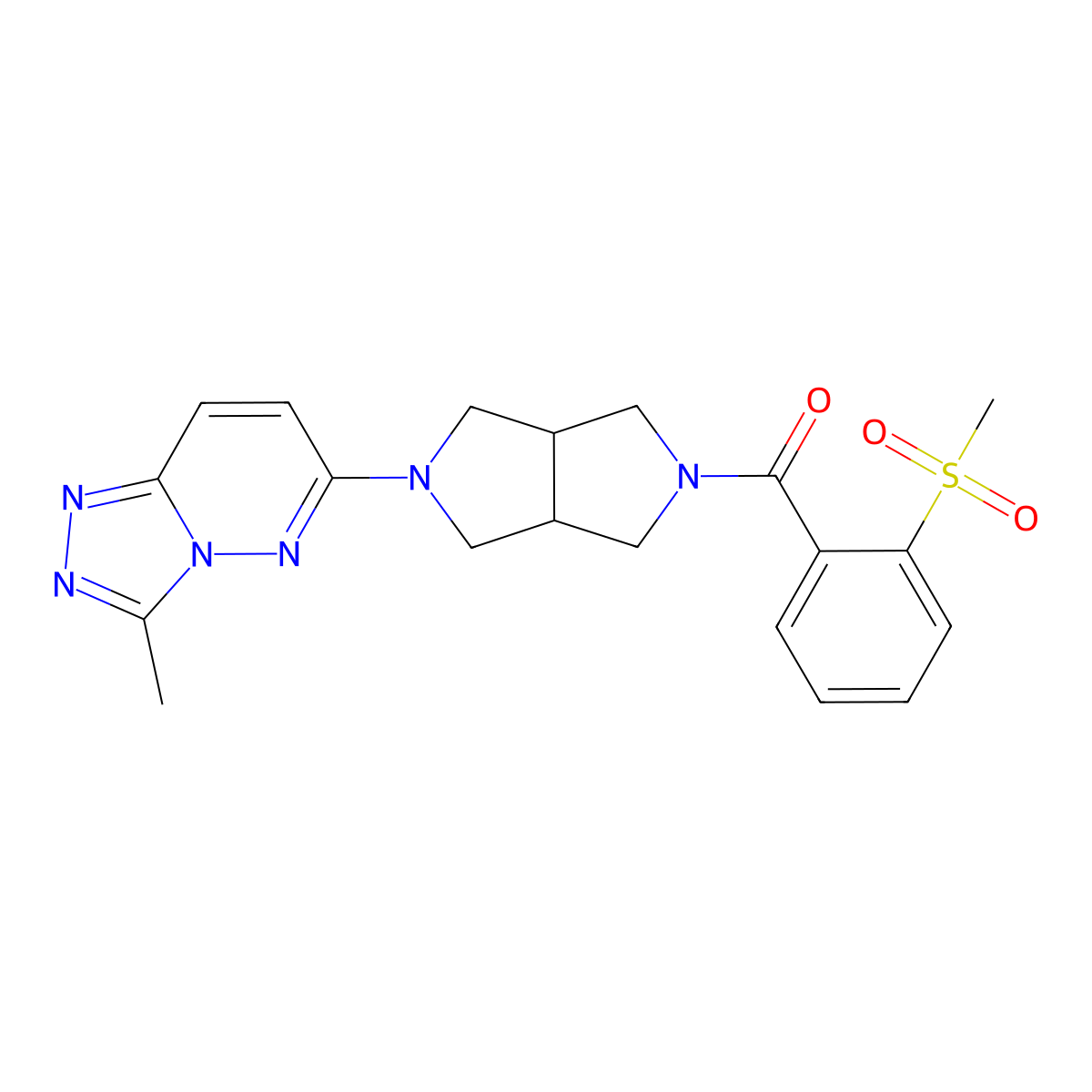 2-(2-Methanesulfonylbenzoyl)-5-{3-methyl-[1,2,4]triazolo[4,3-b]pyridazin-6-yl}-octahydropyrrolo[3,4-c]pyrrole molecular structure, CAS 2549020-81-5