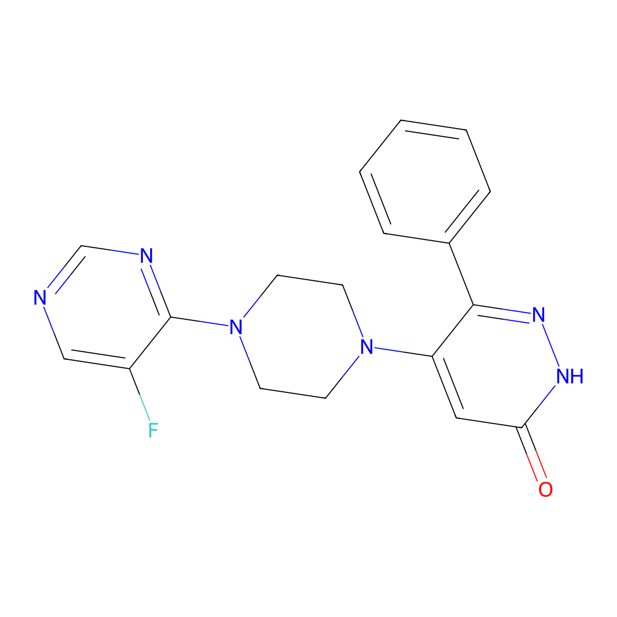 5-[4-(5-Fluoropyrimidin-4-yl)piperazin-1-yl]-6-phenyl-2,3-dihydropyridazin-3-one molecular structure, CAS 2549020-84-8