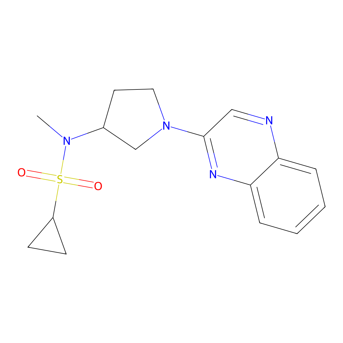 N-methyl-N-[1-(quinoxalin-2-yl)pyrrolidin-3-yl]cyclopropanesulfonamide molecular structure, CAS 2549020-86-0