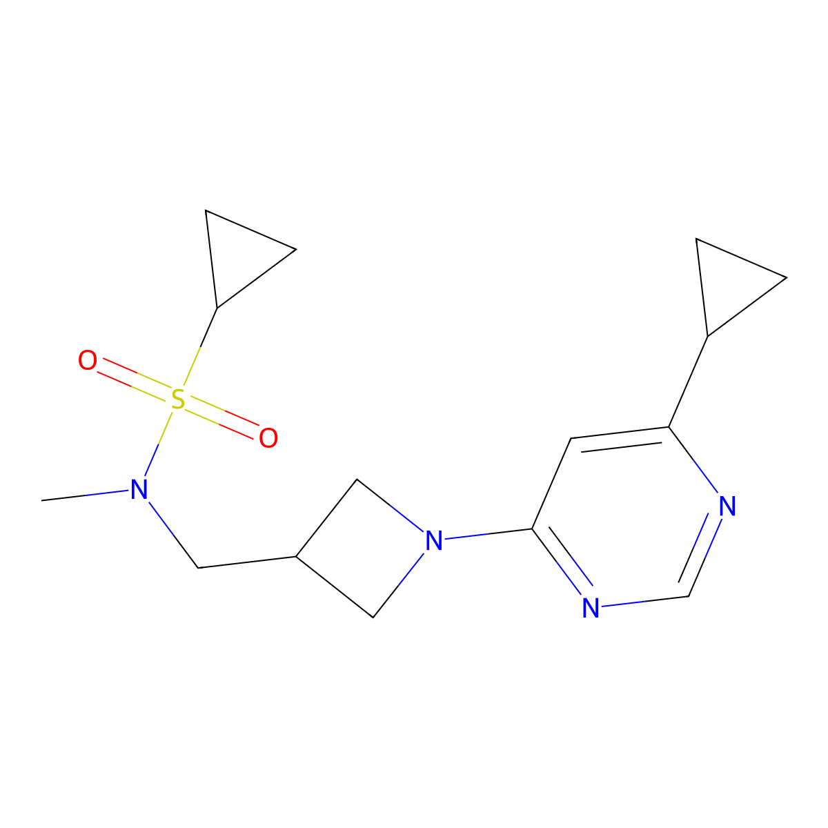 N-{[1-(6-cyclopropylpyrimidin-4-yl)azetidin-3-yl]methyl}-N-methylcyclopropanesulfonamide molecular structure, CAS 2549020-89-3