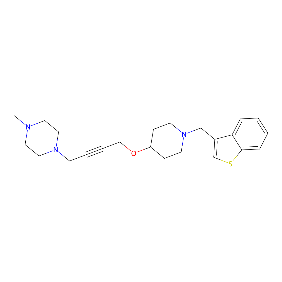 1-[4-({1-[(1-Benzothiophen-3-yl)methyl]piperidin-4-yl}oxy)but-2-yn-1-yl]-4-methylpiperazine molecular structure, CAS 2549020-93-9