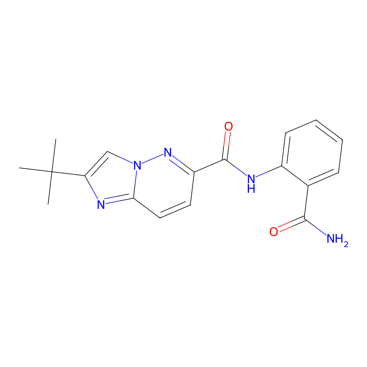 2-tert-butyl-N-(2-carbamoylphenyl)imidazo[1,2-b]pyridazine-6-carboxamide molecular structure, CAS 2549020-95-1