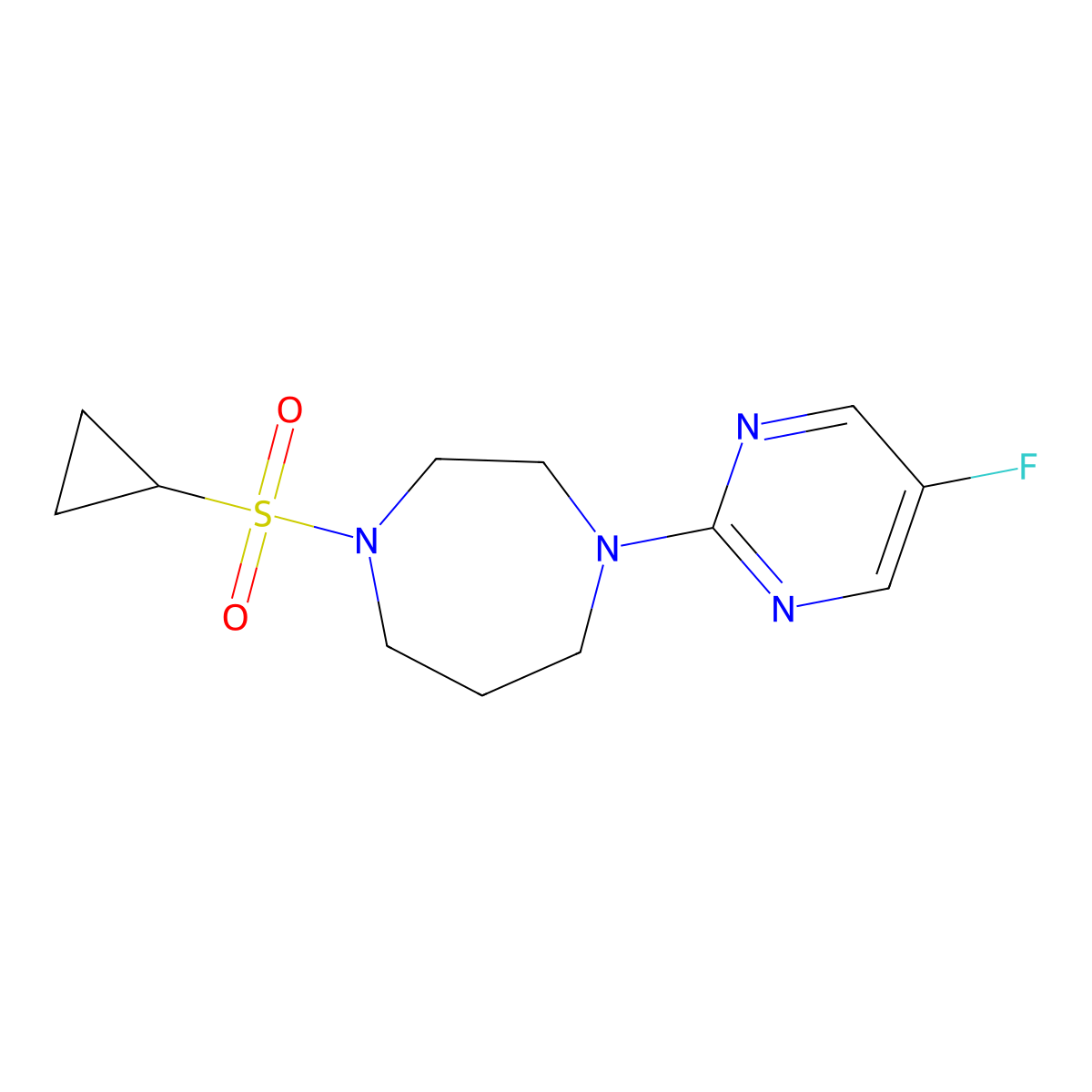 1-(Cyclopropanesulfonyl)-4-(5-fluoropyrimidin-2-yl)-1,4-diazepane molecular structure, CAS 2549020-97-3