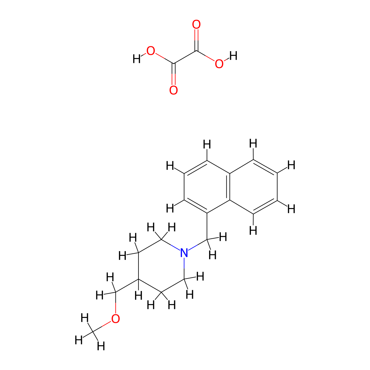 4-(Methoxymethyl)-1-[(naphthalen-1-yl)methyl]piperidine; oxalic acid molecular structure, CAS 2549021-02-3