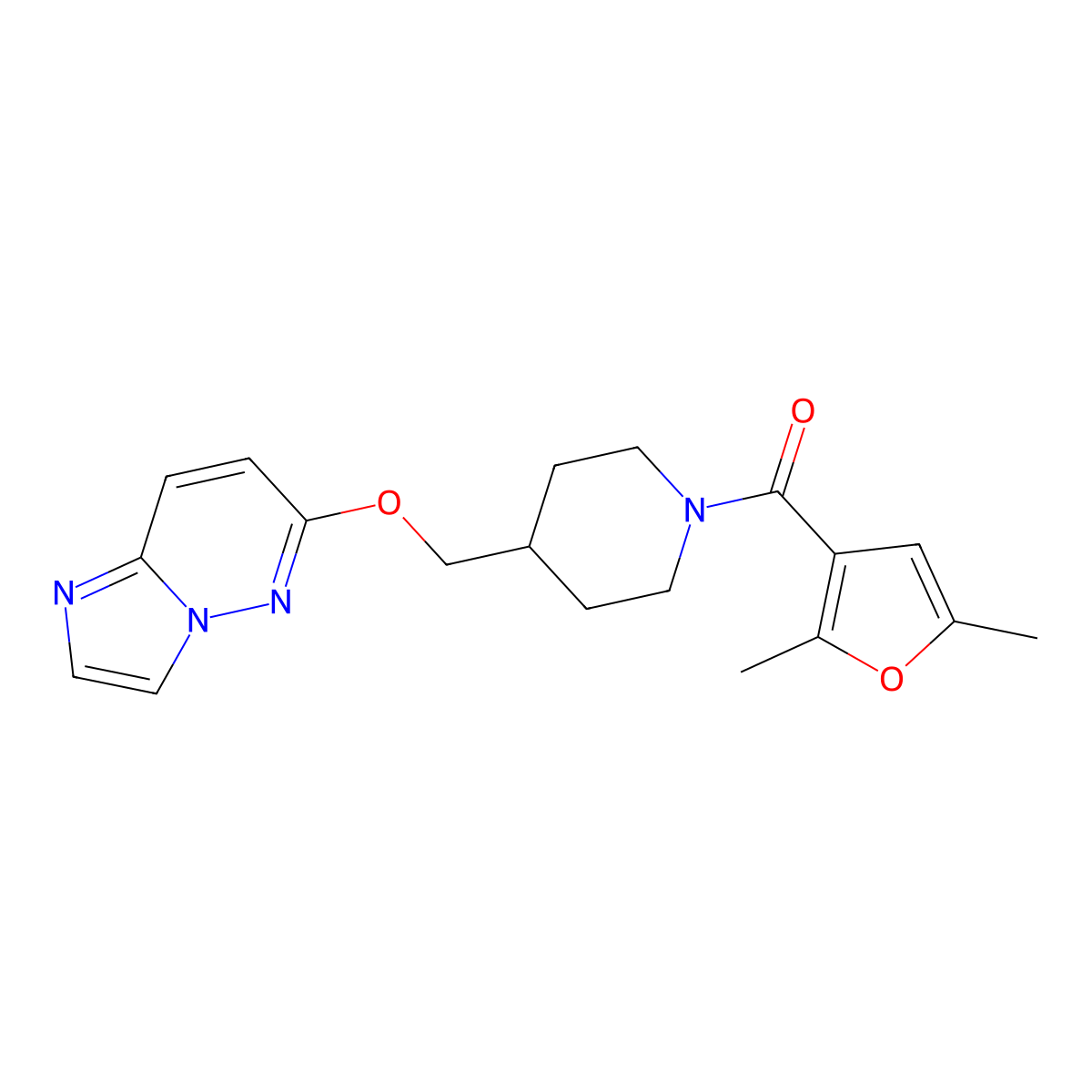 1-(2,5-Dimethylfuran-3-carbonyl)-4-({imidazo[1,2-b]pyridazin-6-yloxy}methyl)piperidine molecular structure, CAS 2549021-11-4