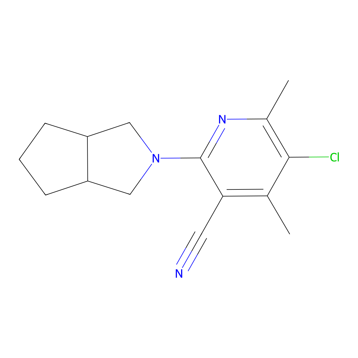 5-Chloro-4,6-dimethyl-2-{octahydrocyclopenta[c]pyrrol-2-yl}pyridine-3-carbonitrile molecular structure, CAS 2549021-14-7