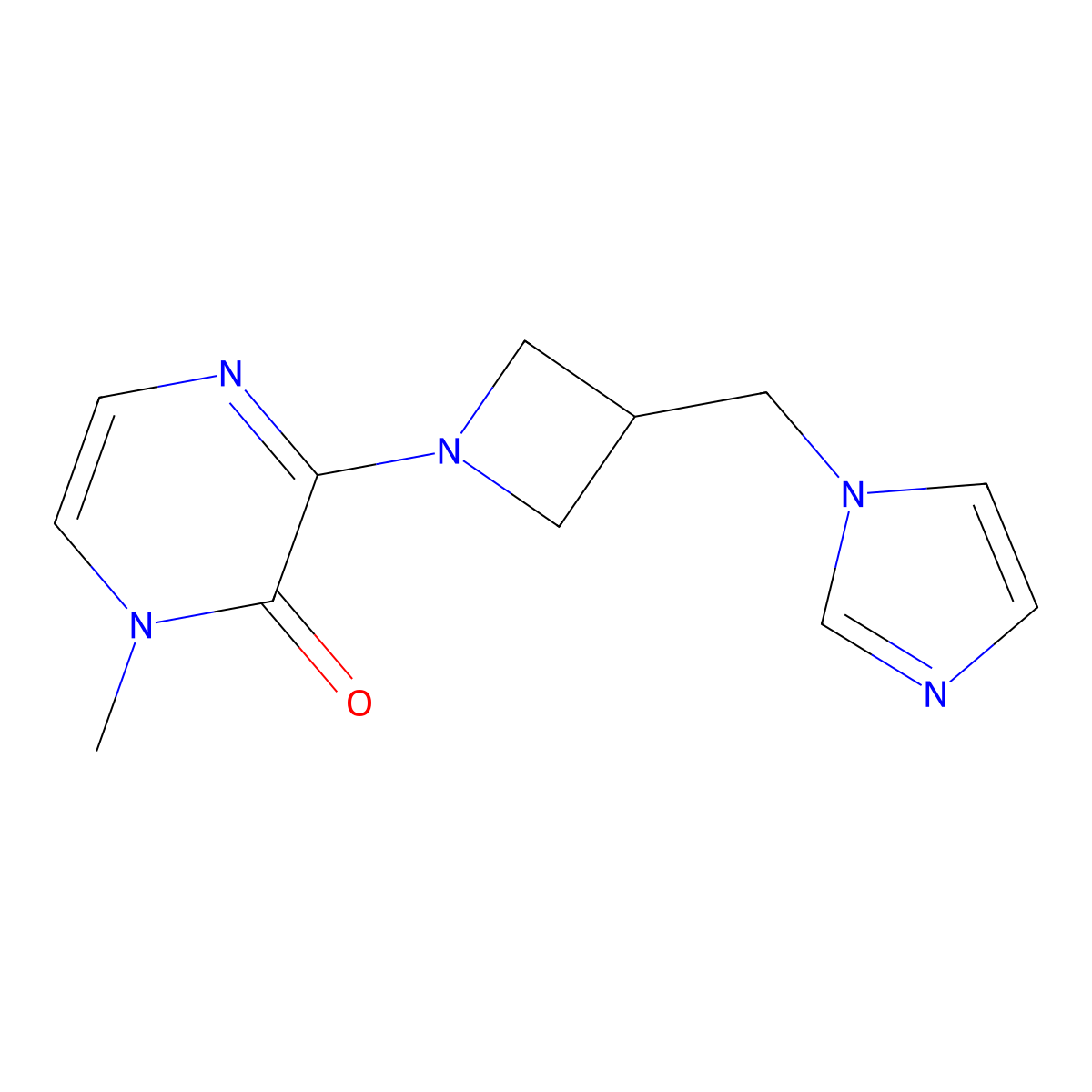 3-{3-[(1H-imidazol-1-yl)methyl]azetidin-1-yl}-1-methyl-1,2-dihydropyrazin-2-one molecular structure, CAS 2549021-21-6