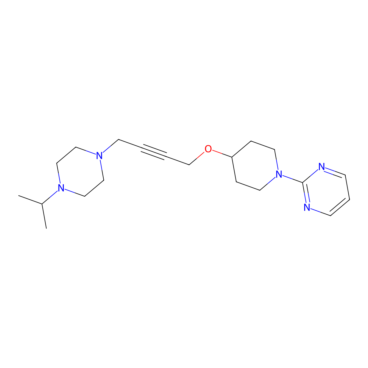 2-[4-({4-[4-(Propan-2-yl)piperazin-1-yl]but-2-yn-1-yl}oxy)piperidin-1-yl]pyrimidine molecular structure, CAS 2549021-27-2