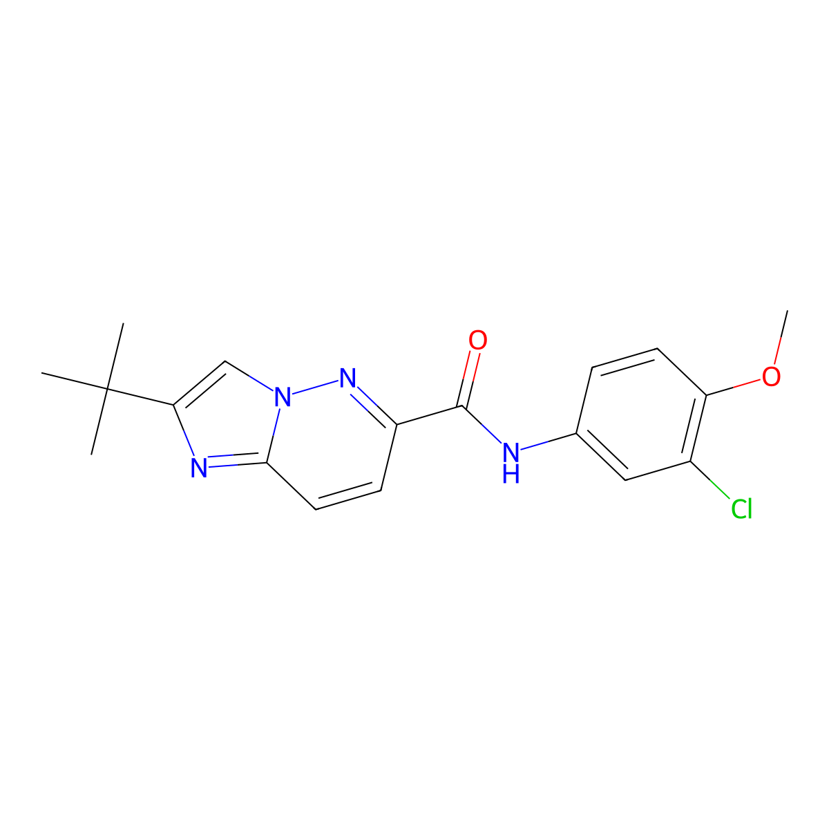 2-tert-butyl-N-(3-chloro-4-methoxyphenyl)imidazo[1,2-b]pyridazine-6-carboxamide molecular structure, CAS 2549021-28-3