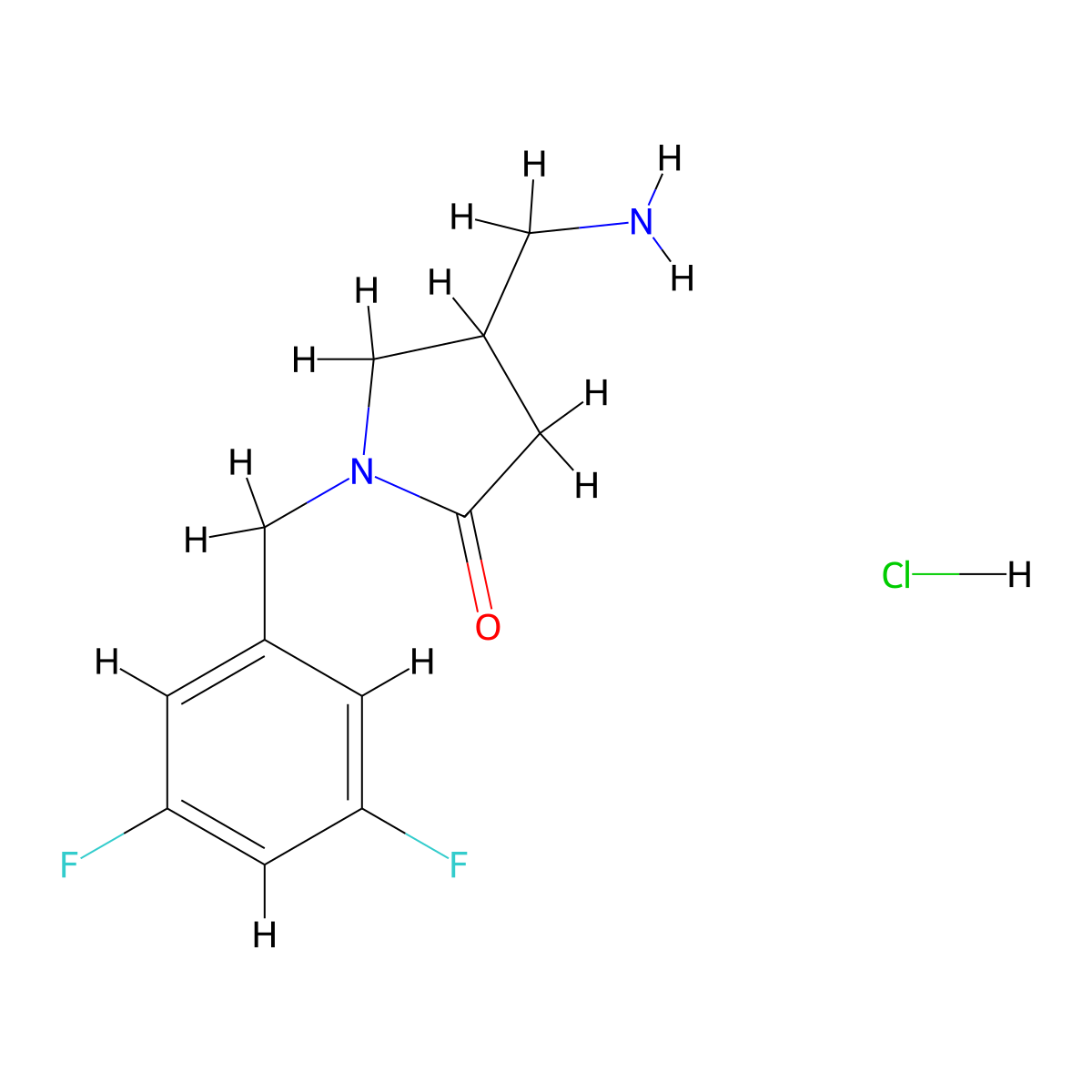 4-(Aminomethyl)-1-[(3,5-difluorophenyl)methyl]pyrrolidin-2-one hydrochloride molecular structure, CAS 2549021-30-7
