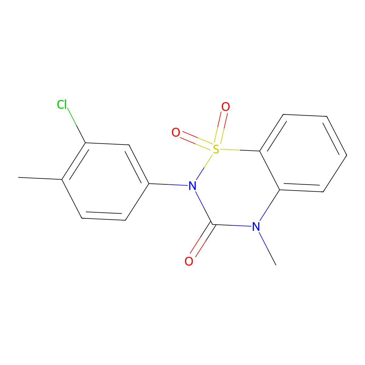 2-(3-Chloro-4-methylphenyl)-4-methyl-1,1-dioxo-1lambda6,2,4-benzothiadiazin-3-one molecular structure, CAS 2549021-37-4