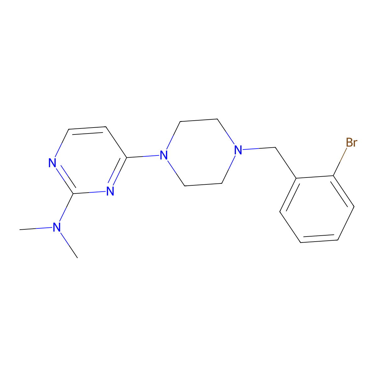 4-{4-[(2-bromophenyl)methyl]piperazin-1-yl}-N,N-dimethylpyrimidin-2-amine molecular structure, CAS 2549021-43-2