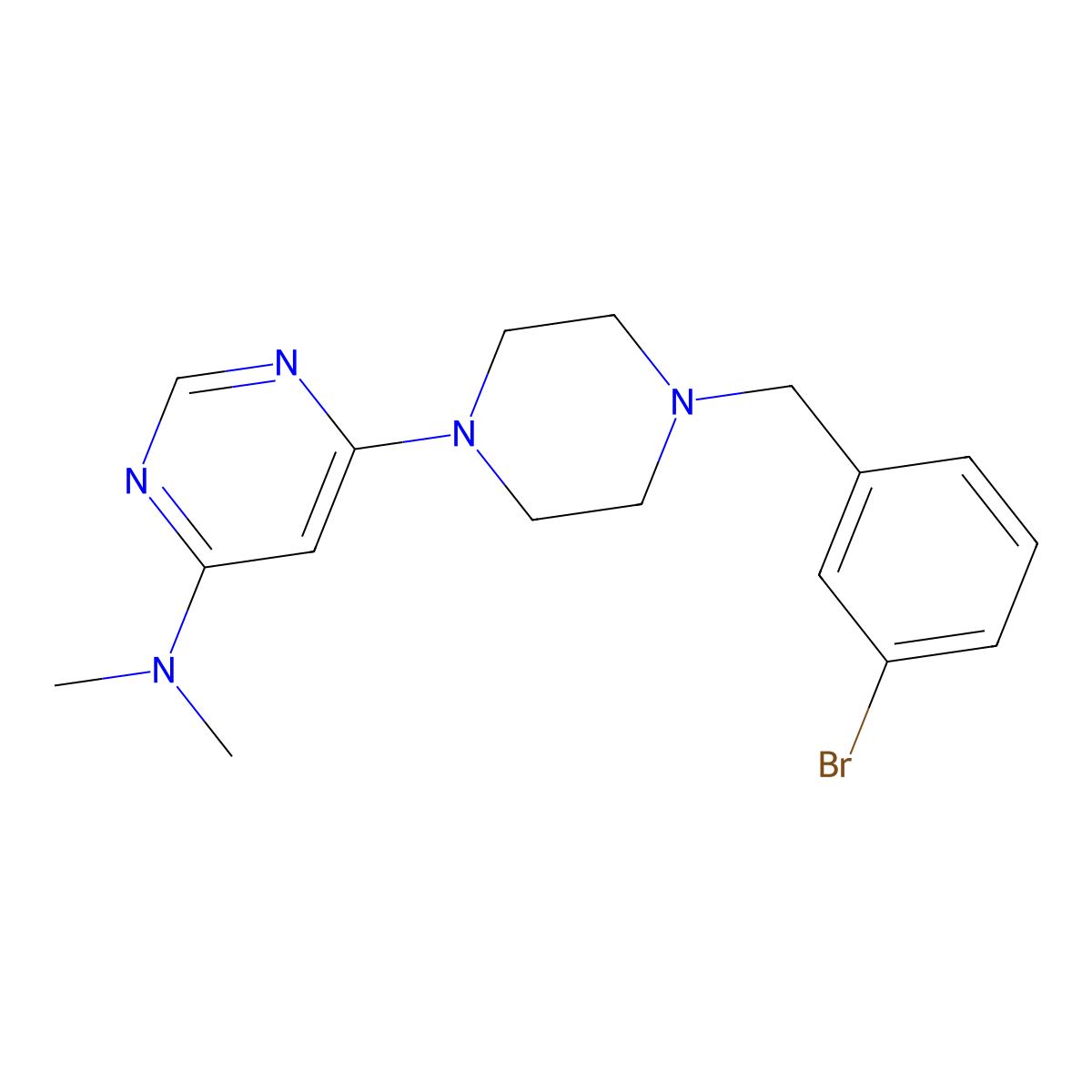6-{4-[(3-bromophenyl)methyl]piperazin-1-yl}-N,N-dimethylpyrimidin-4-amine molecular structure, CAS 2549021-45-4