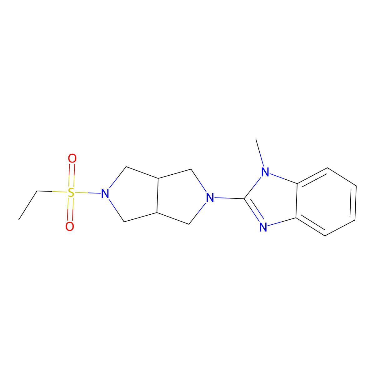 2-[5-(ethanesulfonyl)-octahydropyrrolo[3,4-c]pyrrol-2-yl]-1-methyl-1H-1,3-benzodiazole molecular structure, CAS 2549021-47-6