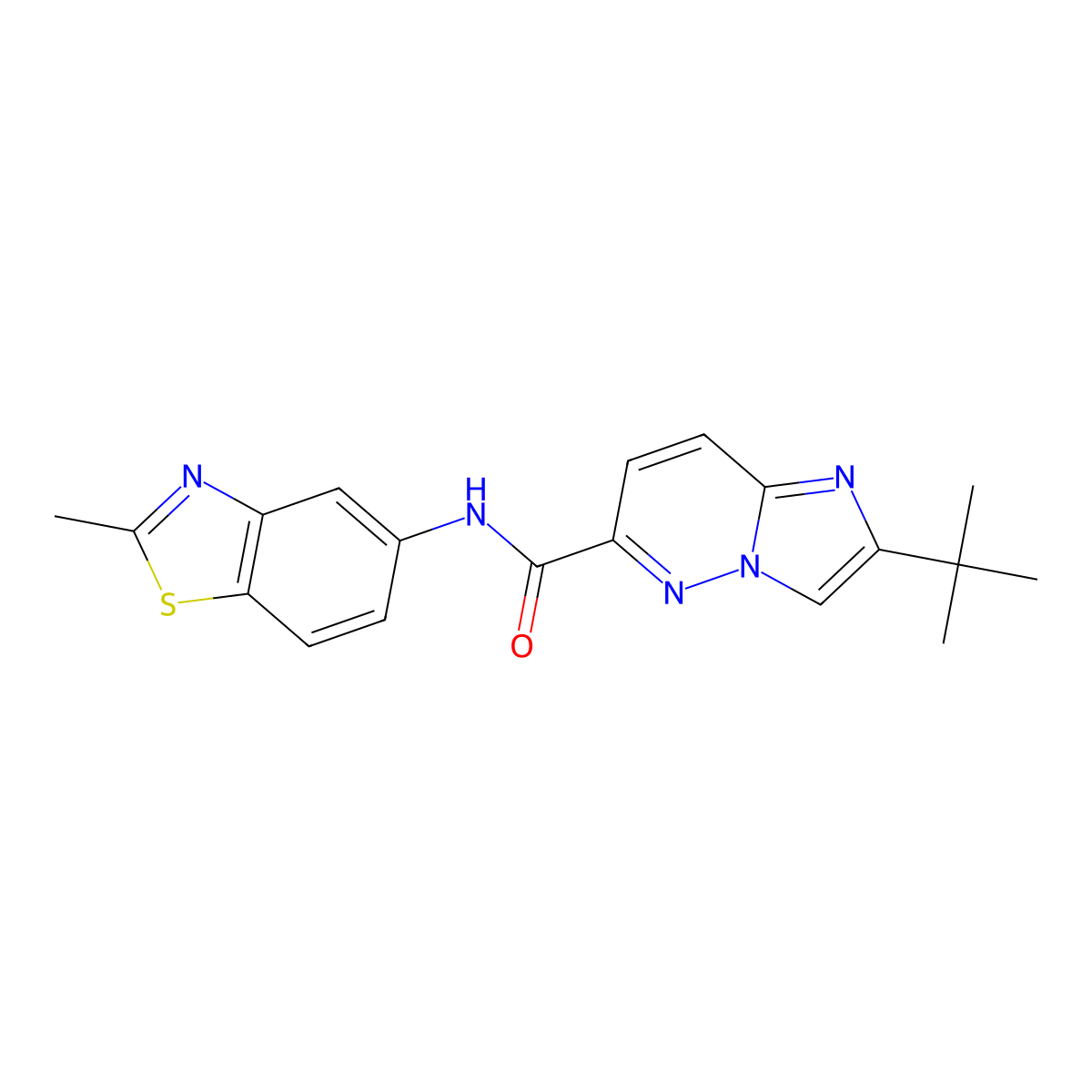 2-tert-butyl-N-(2-methyl-1,3-benzothiazol-5-yl)imidazo[1,2-b]pyridazine-6-carboxamide molecular structure, CAS 2549021-48-7