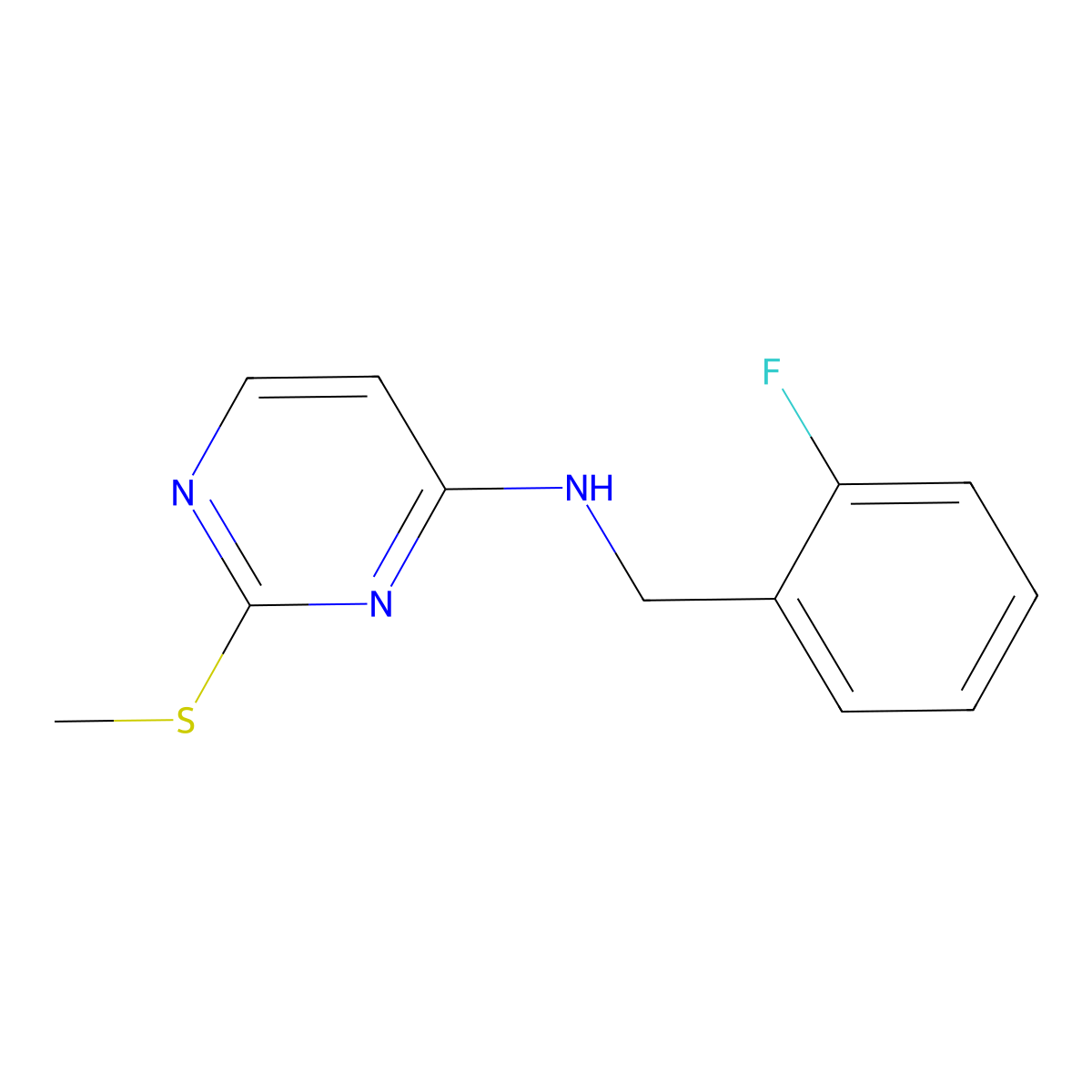 N-[(2-fluorophenyl)methyl]-2-(methylsulfanyl)pyrimidin-4-amine molecular structure, CAS 2549021-49-8