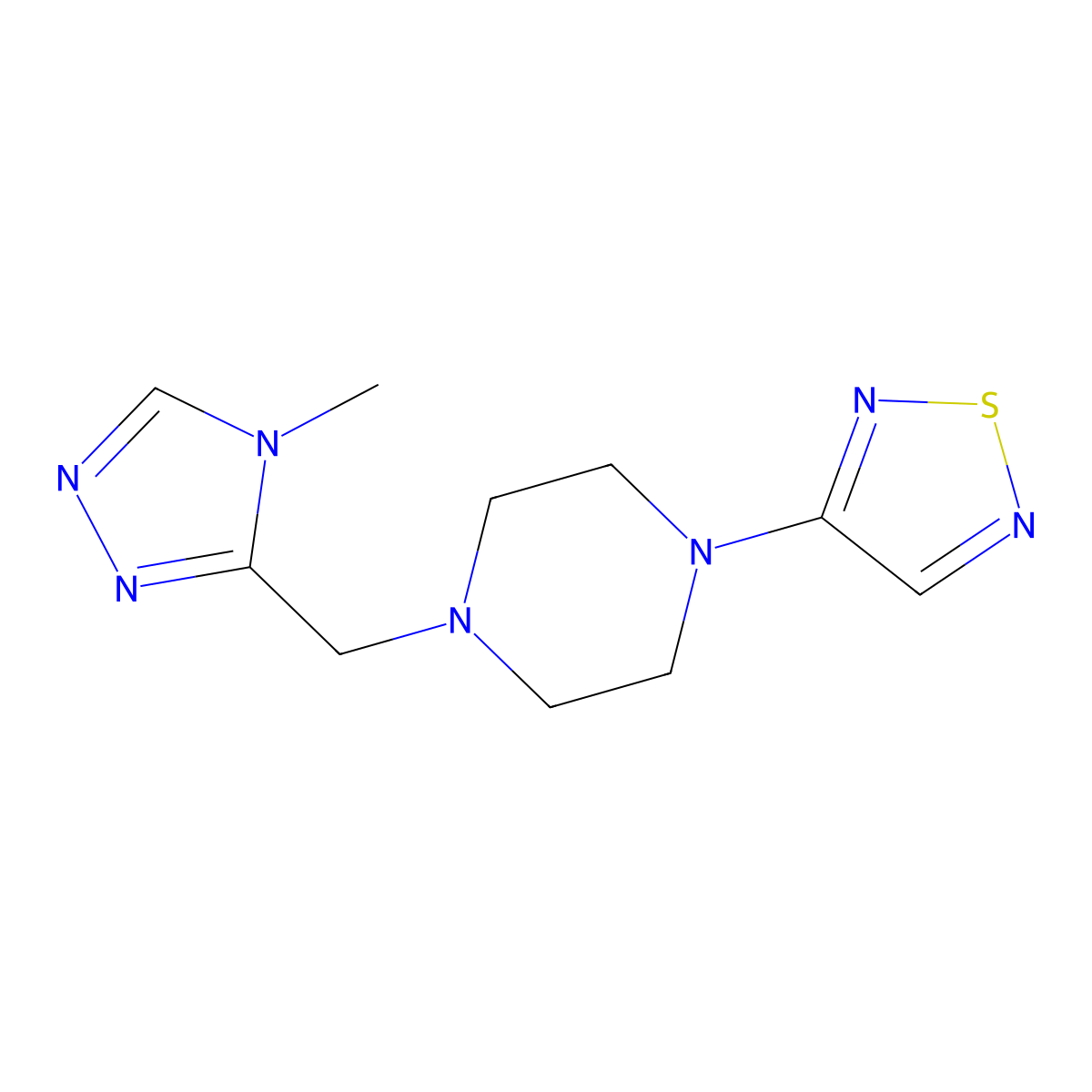 1-[(4-methyl-4H-1,2,4-triazol-3-yl)methyl]-4-(1,2,5-thiadiazol-3-yl)piperazine molecular structure, CAS 2549021-51-2
