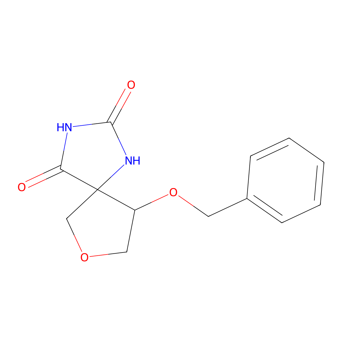 9-(Benzyloxy)-7-oxa-1,3-diazaspiro[4.4]nonane-2,4-dione molecular structure, CAS 2549021-52-3