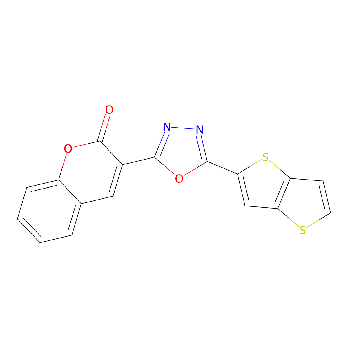 3-(5-{thieno[3,2-b]thiophen-2-yl}-1,3,4-oxadiazol-2-yl)-2H-chromen-2-one molecular structure, CAS 2549021-54-5